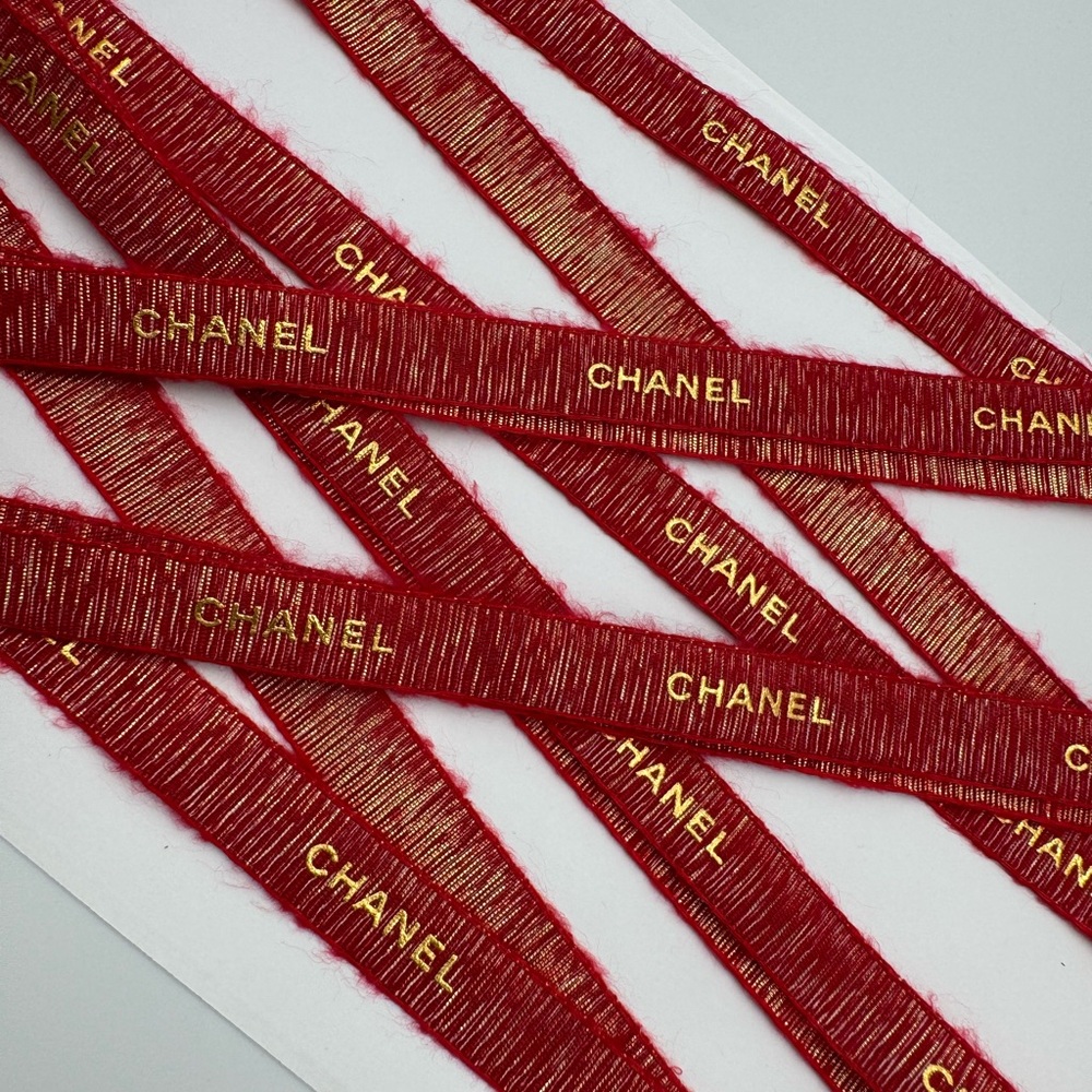 CHANEL Red and Gold Decorative Ribbon
